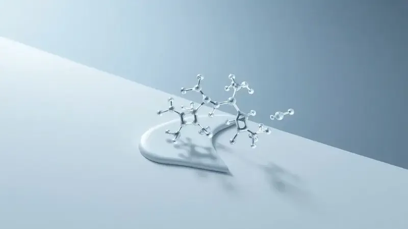 Ilustração conceitual mostrando a estrutura microscópica da aderência de uma cola em uma superfície lisa.