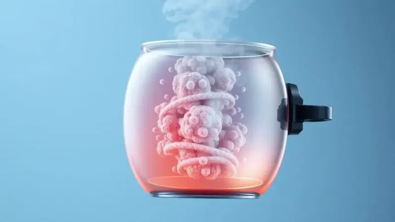 Ilustração digital 3D mostrando o funcionamento interno e a pressão do vapor dentro de uma panela de pressão selada.
