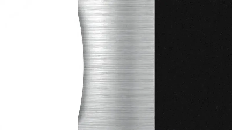 Ilustração 3D comparando diferentes superfícies de panelas: cerâmica branca, aço inox e revestimento antiaderente escuro.
