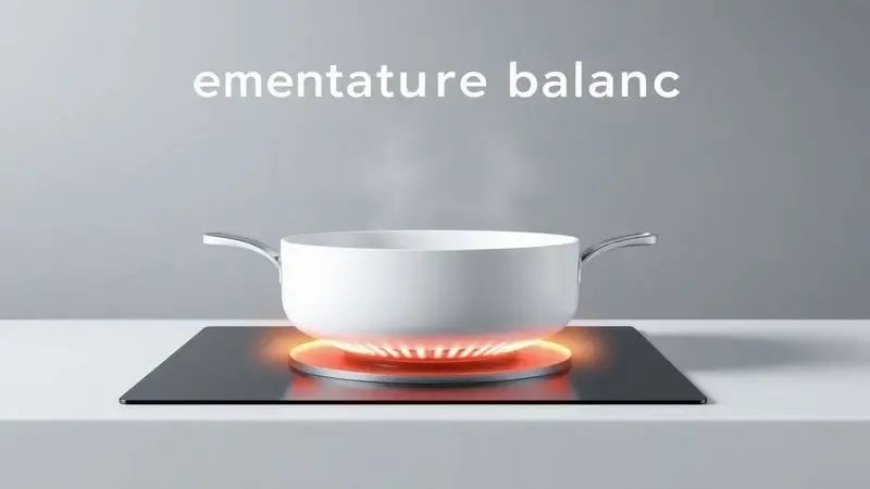 Renderização 3D conceitual de uma panela de cerâmica em fogo baixo, destacando o equilíbrio de temperatura ideal.