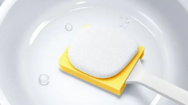 Ilustração de limpeza cuidadosa de uma panela cerâmica para garantir sua longevidade e brilho.