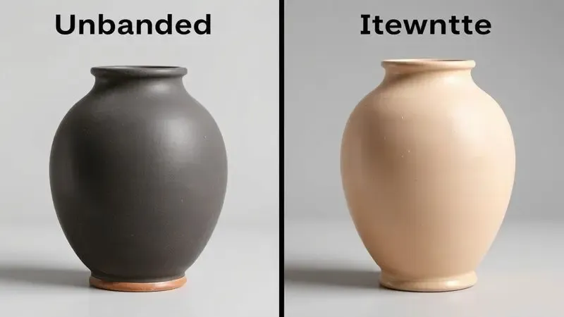 Comparação artística entre dois estilos distintos de cerâmica de barro sem marcas em um fundo neutro.