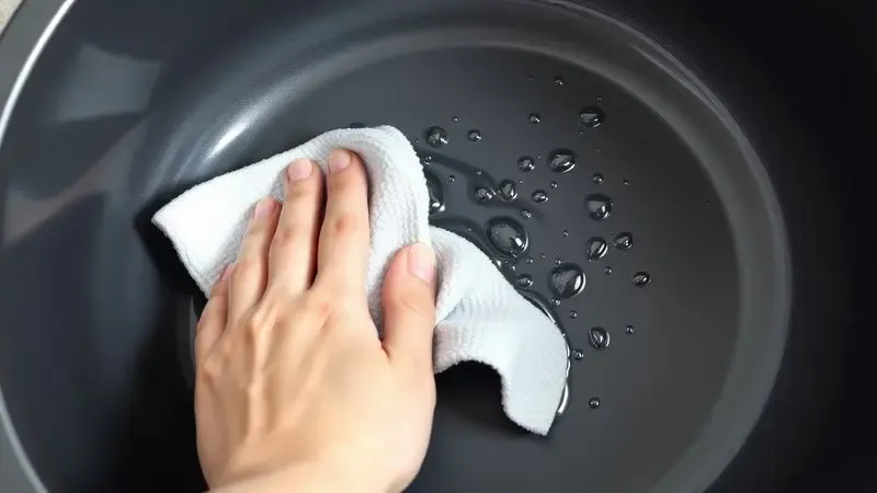 Renderização 3D de um pano macio limpando uma superfície antiaderente perfeitamente preservada e brilhante.