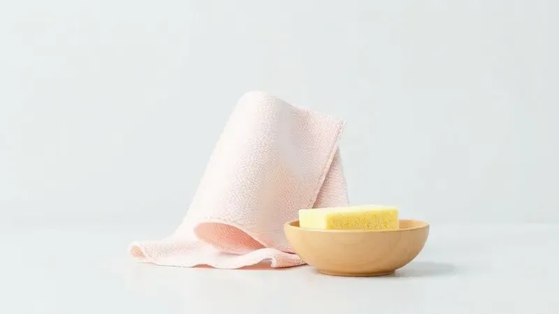 Materiais de limpeza suaves como pano de microfibra e esponja macia organizados para higienização de eletrodomésticos.