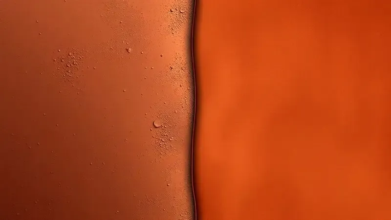 Ilustração digital mostrando o contraste entre a superfície de cobre oxidada escura e a parte limpa e brilhante.