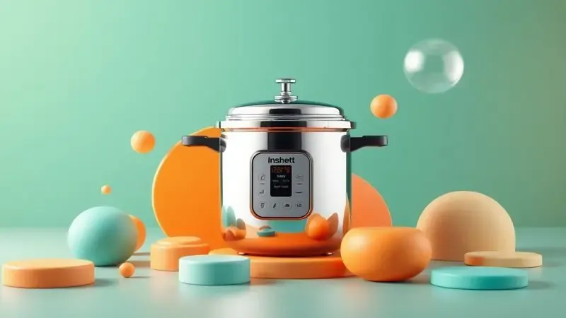 Vantagens da panela de pressão com fechamento externo destacando segurança e praticidade em estilo 3D.
